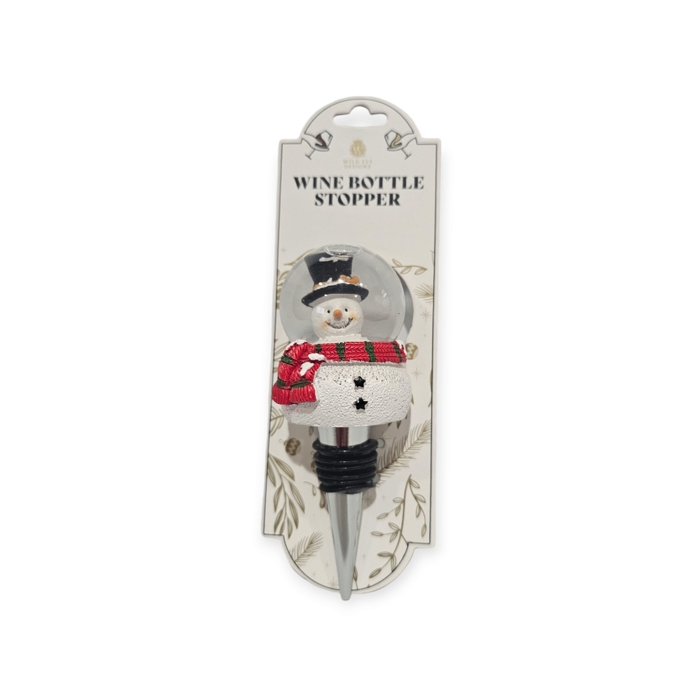 Wild Eye Designs SNOWMAN Winter Holiday Snow Globe Wine Bottle Stopper New